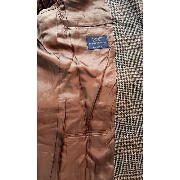 11-68 BROOKS BROTHERS 346 Men's Blazer Madison Houndstooth Brown Size 44L - Picture 9 of 14
